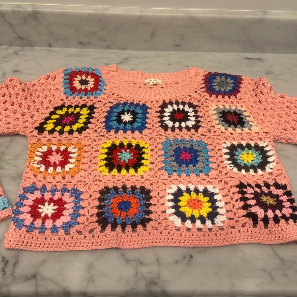 Debut Multicolor Crochet Women's sweater top - Picture 3 of 7